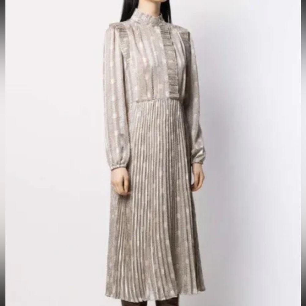 BA&SH Paris Pleated Midi Dress in Ecru Size: 1.